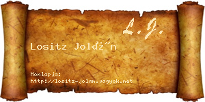 Lositz Jolán névjegykártya